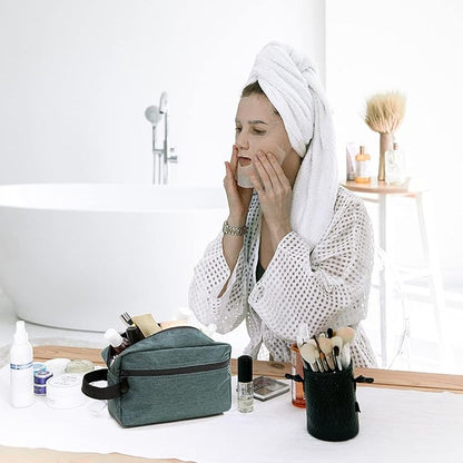 Travel Toiletry Bag for Women and Men, Water-resistant Shaving Bag for Toiletries Accessories, Foldable Storage Bags with Divider and Handle for Cosmetics Toiletries Brushes Tools
