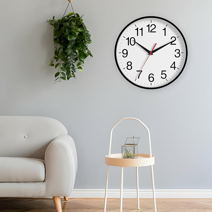 DAXSMY 16 Inch Wall Clock, Large Wall Clocks Battery Operated, Big Silent Non-Ticking Analog Clock Decorative for Living Room, Office, Kitchen, Outdoor,Classroom, Bedroom, Bathroom, School(Black)
