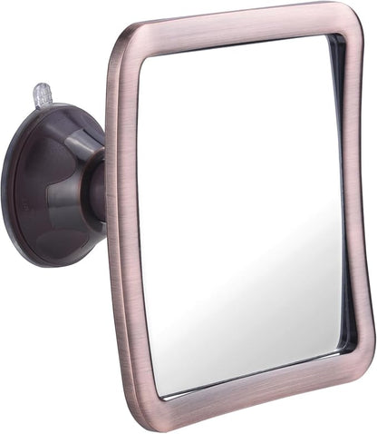 MIRRORVANA Fogless Shower Mirror for Shaving with Improved Suction and 360° Swivel - Unbreakable Fog Free Mirror for Men and Women - 6.3" x 6.3" (Bronze)