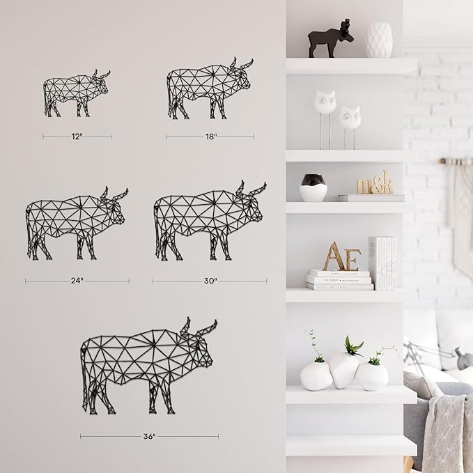 SIGNLEADER Metal Wall Art Decor Brooding Cow Modern Abstract Wall Sculpture Hangings Home Decoration for Living Room, Bedroom, Bathroom, Kitchen, Outdoor - 24" Black