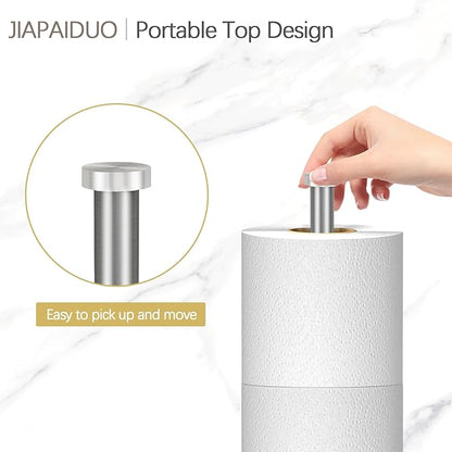 Toilet Paper Holder Stand with Reserve Function, Brushed Nickel Toilet Roll Holder Free Standing, Toilets Paper Storage Stand for 5 Rolls of Toilets Papers，Modern Design