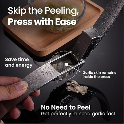 Lifetime Replacement Garlic Press Stainless Steel No Need to Peel, Detachable Handle for Coarse Mincing - Premium Garlic Mincer Tool, Rust-Proof, Easy to Clean, Dishwasher Safe Garlic Crusher