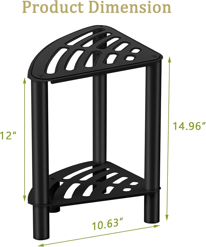 VOTZAAQ Stainless Steel Shower Stool, Double Layer Corner Shower Bench for Inside Shower, Shower Foot Rest for Shaving Legs, Matte Black Shower Seat for Small Bathroom