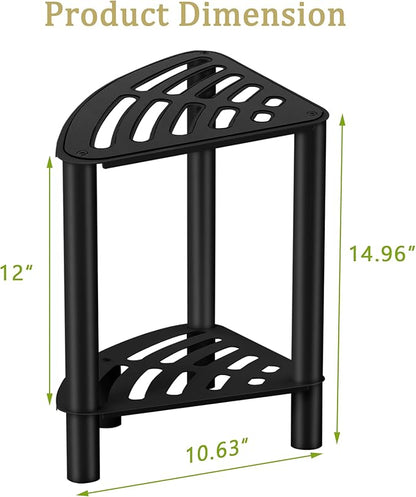 VOTZAAQ Stainless Steel Shower Stool, Double Layer Corner Shower Bench for Inside Shower, Shower Foot Rest for Shaving Legs, Matte Black Shower Seat for Small Bathroom