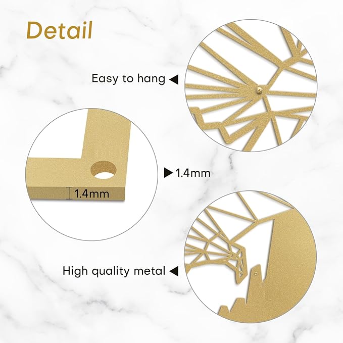 SIGNLEADER Metal Wall Art Decor Eagle Preying Modern Abstract Wall Sculpture Hangings Home Decoration for Living Room, Bedroom, Bathroom, Kitchen, Outdoor - 24" Gold