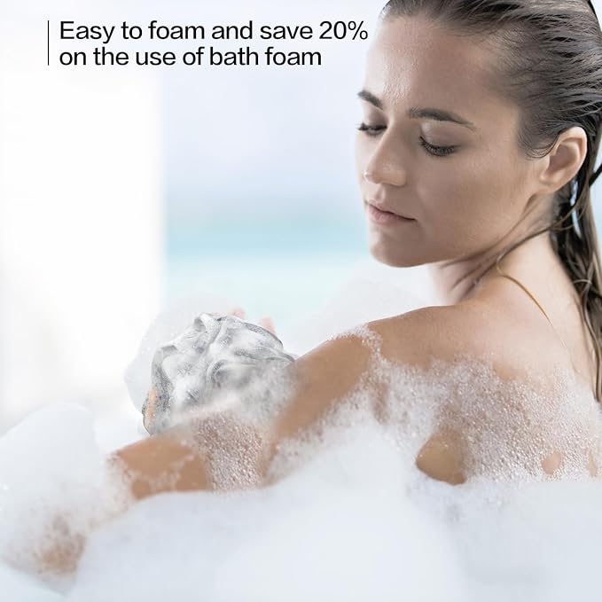 Fishent Loofah Bath Sponge Shower Loofahs, 4 Pack Soft Loofa Exfoliating Body Scrubber Mesh Shower Puff Pouf Ball Luffa for Men and Women(50g/pcs) (Black)
