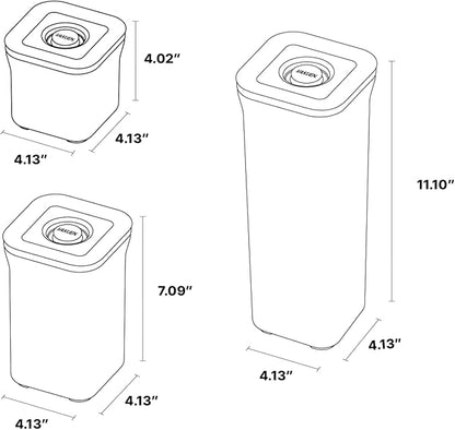 VAKUEN Premium Airtight Food Storage Containers, Square-S 3PC-SET, Smart One-Click Seal Lid, No Hinges, 100% Leak Proof, BPA-FREE, Dishwasher, Freezer & Microwave Safe