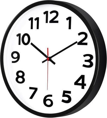 Keepcross 14 Inch Wall Clock Battery Operated Silent Non-Ticking, 3D Big Numbers Easy to Read, Analog Quartz Round Clock