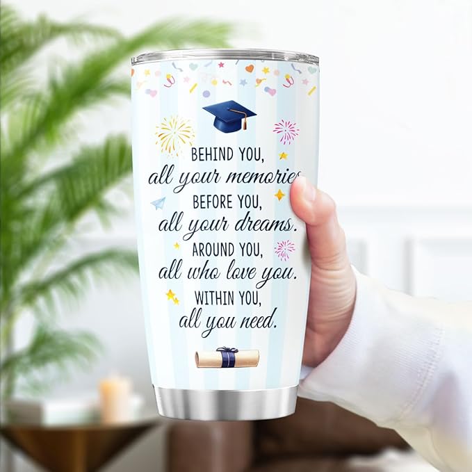 Graduation Gift for Her or Him, Inspirational Quote 20oz Stainless Steel Insulated Travel Mug, Keepsake Tumbler for College High School Senior Celebration