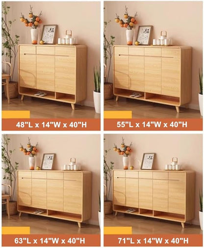 NIUYAO Shoe Storage Cabinet with 4 Drawers Solid Wood Morden Simple Style Free Standing Hidden Shoe Racks Organizer for Entrance Hallway Entryway -White Wood 63" L x 14" W x 40" H