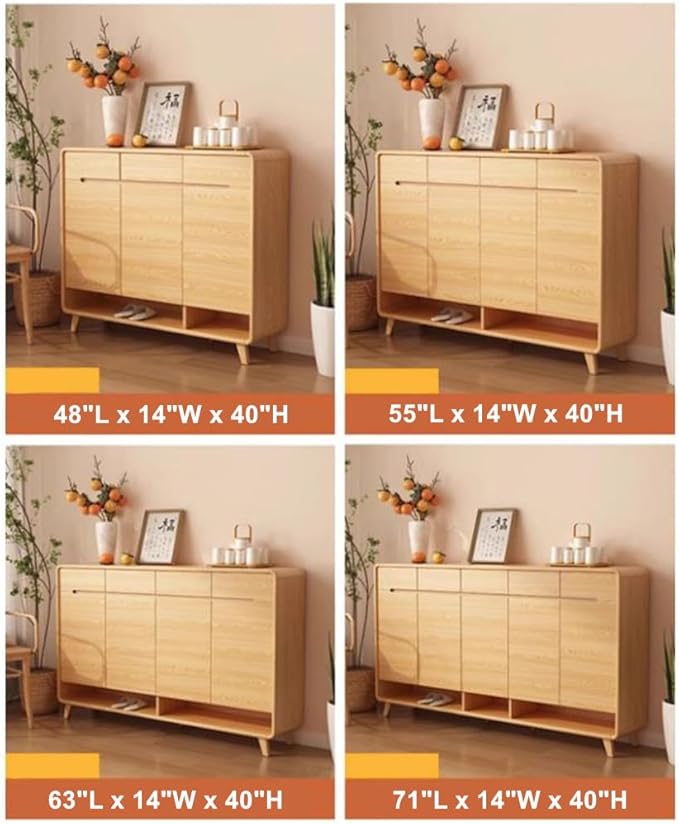 NIUYAO Shoe Storage Cabinet with 5 Drawers Solid Wood Morden Simple Style Free Standing Hidden Shoe Racks Organizer for Entrance Hallway Entryway -Wood 71" L x 14" W x 40" H