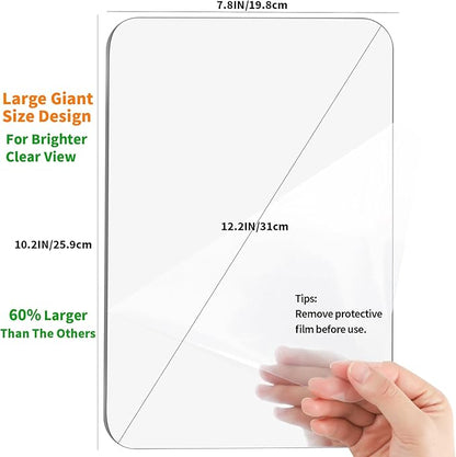 Fogless Shower Mirror, Large(10.2x7.8in) & Includes 2 Adhesive Hooks, Easy Install & Unbreakable & Super Thick, Fog Free (No Fog) Shower Mirror for Shaving