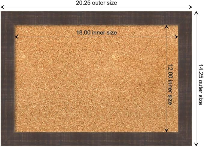Amanti Art Natural Cork Board for Wall, 14x20 Vision Board with Brown Wood Frame, Small Corkboard Office Decor for Home Organization, Rustic Farmhouse Corkboard Pinboard to display items for home