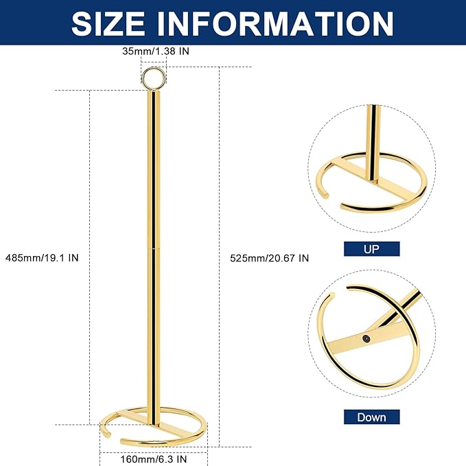 NearMoon Bath Toilet Paper Holder Stand, Freestanding Tissue Paper Storage with Reserve, Space Toilet 4 Rolls Holder for Bathroom/Kitchen Countertop-All Metal (2 Pack, Chrome Gold)