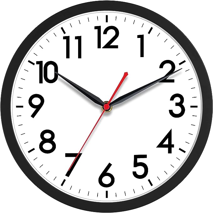 AKCISOT 18 Inch Wall Clock Large Silent Non-Ticking Wall Clocks Battery Operated - Analog Classic Clock Decorative for Living Room, Office, Home, School(Black)