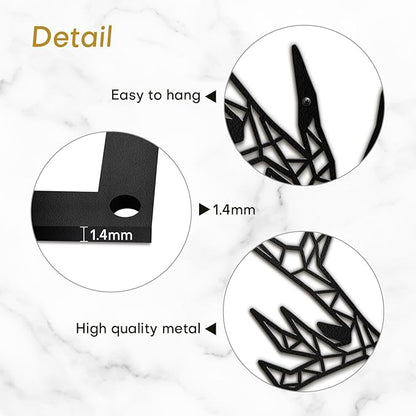 SIGNLEADER Metal Wall Art Decor Geometric Deer Head Modern Abstract Wall Sculpture Hangings Home Decoration for Living Room, Bedroom, Bathroom, Kitchen, Outdoor - 24" Black