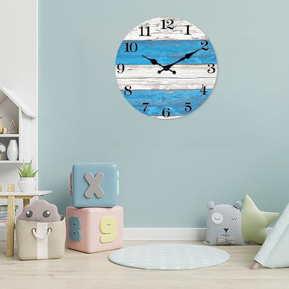 XNM 24 Inch Oversized Wall Clocks for Living Room Decor Battery Powered Clock for Wall Rustic Wall Clock Non Ticking(No Solid Wood, It is with MDF Material)