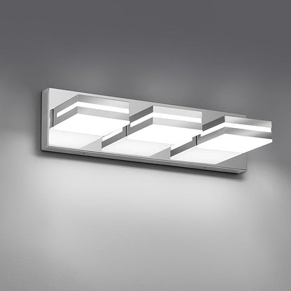 Modern LED Small Bathroom Lights Fixtures(3-Light),Stainless Steel Chrome Acrylic Wall Lighting,Vanity Lights for Bathroom Over Mirror(6000K 16in)