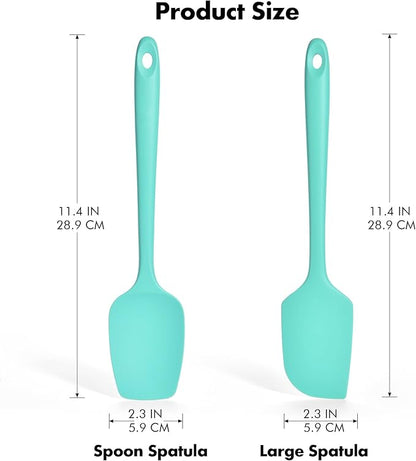 2 Pieces Silicone Spatula Set: Ironberry 600ºF Heat Resistant Food Grade Cooking & Baking Utensils, Kitchen Flexible Nonstick Rubber Scraper for Scraping, Mixing, Scrambling, Flipping (Aqua Sky)