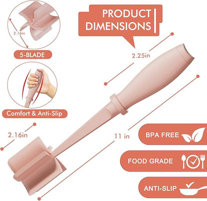 2 Pack Upgrade Meat Chopper, Heat Resistant Meat Masher for Hamburger Meat, Ground Beef Smasher, Nylon Hamburger Chopper Utensil, Ground Non Stick Mix Chopper Mix Potato Masher Tool (Pink)