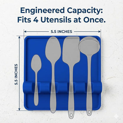Cooler Kitchen Blue Silicone Spoon Rest for Stove Top with Drip Pad (Two Pack) - Heat Resistant BPA Free Utensil Rest & Spoon Holder for Kitchen Counter - Grill Utensil Holder - Spatula Holder