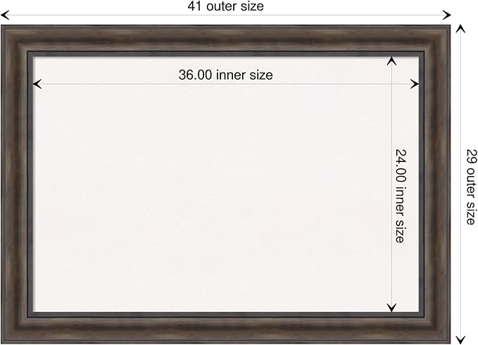 Amanti Art White Cork Board for Wall, 29x41 Vision Board with Brown Wood Frame, Large Corkboard Office Decor for Home Organization, Rustic Farmhouse Corkboard Pinboard to display items for home