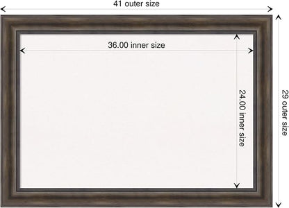 Amanti Art White Cork Board for Wall, 29x41 Vision Board with Brown Wood Frame, Large Corkboard Office Decor for Home Organization, Rustic Farmhouse Corkboard Pinboard to display items for home