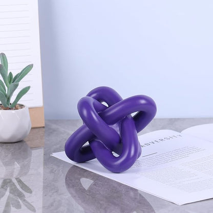 DOVDOV Purple Knot Sculpture, Triple Knot Statue, Purple Home Decor, Perfect for accenting Rustic-Style Coffee Tables, Living Room TV Stands, Dining Tables, and entryway Shelves.