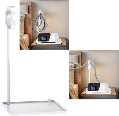Retractable CPAP Hose Holder for Bed - Adjustable Tube Hanger with Nightstand CPAP Machine Tray, Organizes Mask & Accessories, Compact Design