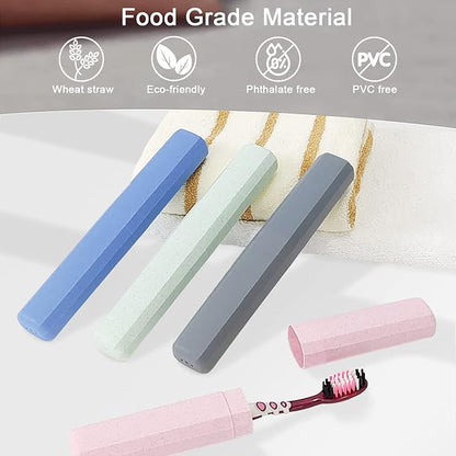 Mulbozy Travel Toothbrush Case, Portable Toothbrush Protector Cover, Breathable Wheat Straw Toothbrush Holder for Traveling, Camping, Business, Home, School, Gym, and More - 4 Packs