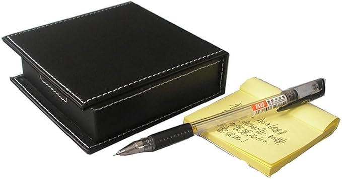 KINGFOM 7-Piece Desk Organizer Set for Home & Office, Includes File Holder, Tissue Box Cover, Desk Pad, Note Paper Holder, Pen Holder, Black