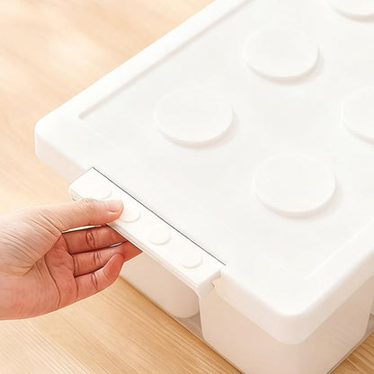 loobuu Plastic Storage Bins with Lids, Art Craft Supply Organizer Box with Brush Pot, Multipurpose Stackable Storage Containers for Organizing Tool, Craft, Crayon,Sewing(White)