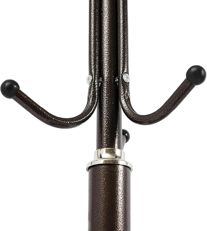 72.8in Coat Rack Freestanding 12 Hooks Coat Tree with Umbrella Holder Metal Modern Coat Hanger Stand for Entryway, Purse Rack Hat Rack Stand for Living Room Bedroom Office (Copper)