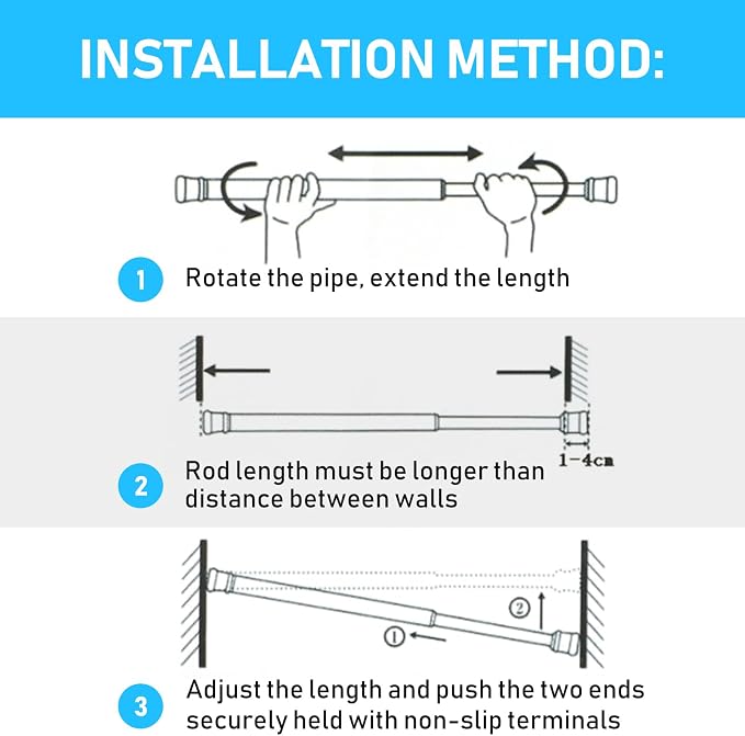 MEXAU White Tension Rod 16 To 26 Inch Spring Curtain Rod Adjustable Tension Curtain Rods No Drilling Short Tension Rod Extendable Small Spring Tension Curtain Rod for Closet Cupboard Bars Refrigerator