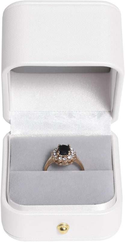 Velvet Ring Gift Box, Small Jewelry Earring Studs Holder Case for Wedding Day, Proposal, Engagement, Anniversary, Ring Display Storage Box for Women Girl (White S)