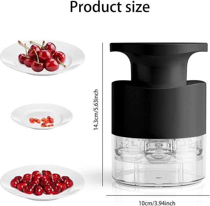 Cherry Pitter - 7-In-1 Cherry Seed Remover Cherry Pitter Tool Push Type Cherry Corer Multiple, Kitchen Cherry Jam (Black)
