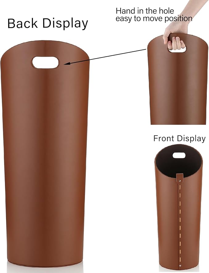 Brown Leather Umbrella Holder Indoor Umbrella Stand Rack for Entryway Tall Bucket That won't Fall Down Storage 10 Different Sizes of Canes Walking Sticks Toy Swords etc