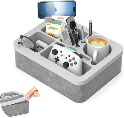 Couch Cup Holder Tray Silicone Couch Cup Holder Pillow Foam Bed Tray Snack Sofa Bed Caddy Organizer Beach Sofa Drink Holder Spill Proof Snack Caddy Removable Sofa Buddy Game Controller Kindle Phone