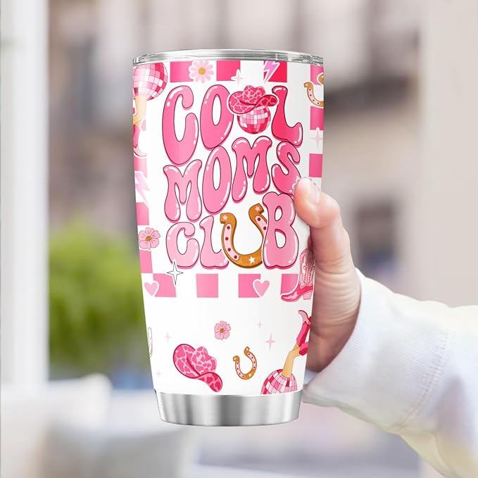 Cool Moms Nutrition Facts, Tumbler 20 Oz With Lid And Straw, Mom Simply Checkered Simple Handle Stainless Women Water Funny Mama Day Steel Hot, Cool Moms Club Gifts