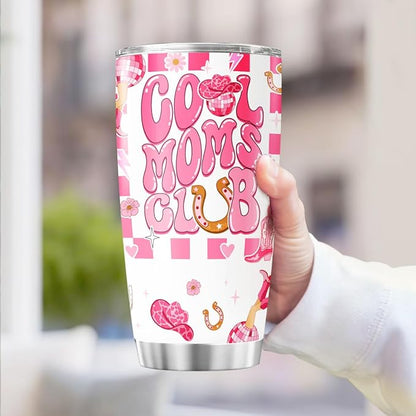 Cool Moms Nutrition Facts, Tumbler 20 Oz With Lid And Straw, Mom Simply Checkered Simple Handle Stainless Women Water Funny Mama Day Steel Hot, Cool Moms Club Gifts