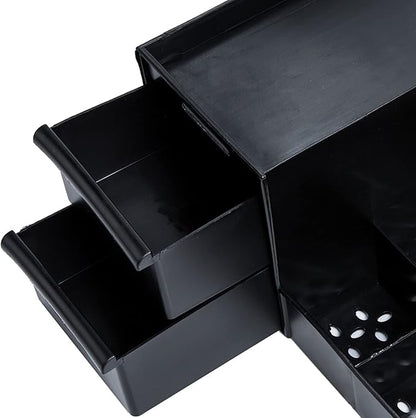 skin care organizer,Makeup Desk Organizer With Drawers ,Countertop Organizer for Cosmetics,Vanity brush with Holder for Lipstick, Brushes, Eyeshadow, and Jewelry Desktop Finishing Dresser (black)