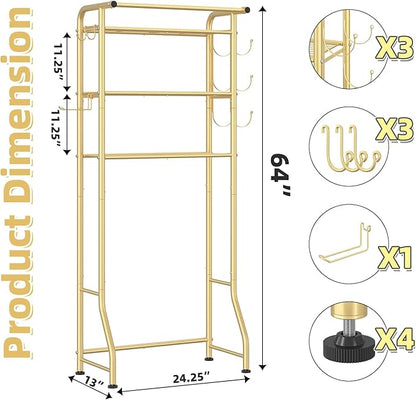 Simple Trending 3 Tier Over The Toilet Rack, Shelf Bathroom, Bathroom Stand Organizer Space Saver, Gold