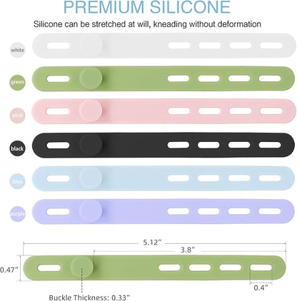 Donruby 30Pcs Silicone Cable Ties - Reusable & Washable with Locking Buckles, Adjustable Fastening Cable Management Straps, Multi-Purpose High Elasticity Cord Organizer (6 Colors)