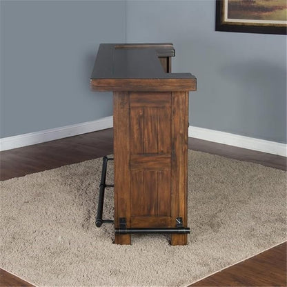 Sunny Designs Tuscany 78" Farmhouse Wood Bar Unit in Medium Brown