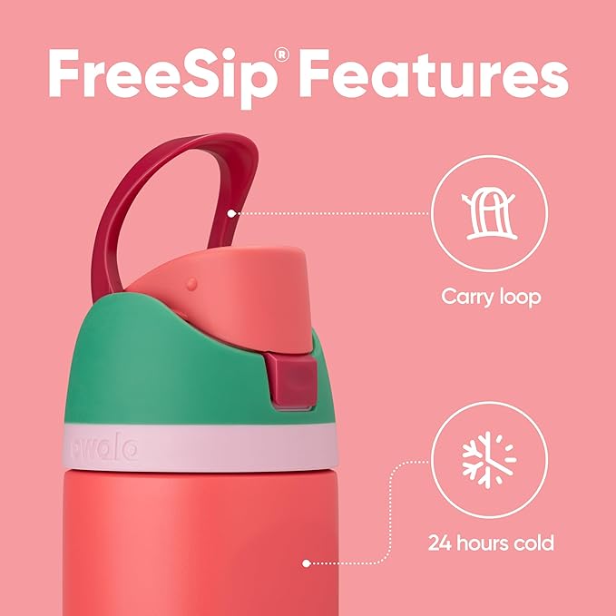 Owala FreeSip Insulated Stainless Steel Water Bottle with Straw for Sports, Travel, and School BPA-Free Sports Water Bottle, 32 oz, Strawberry Field | Insulated, with Straw, for Sports, Travel, and School, BPA-Free