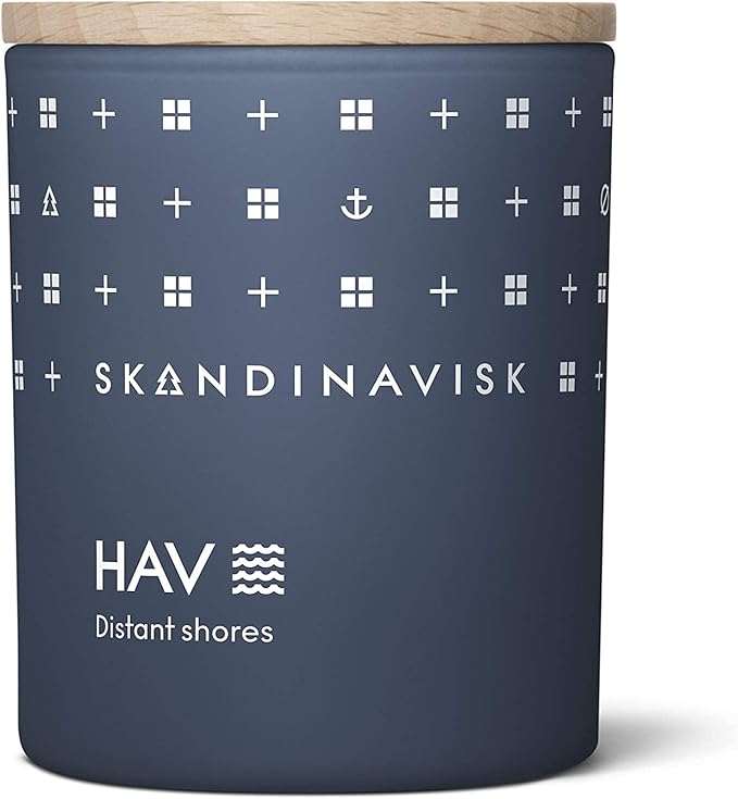 Skandinavisk HAV 'Sea' Mini Scented Candle. Fragrance Notes: Salt Spray and Sea Kelp, Hawthorn and Beach Rose. 2.3 oz.
