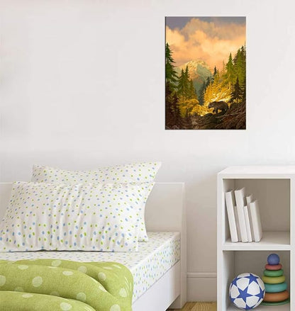 arteWOODS Canvas Wall Art Decor Grizzly Bear for Bedroom Living Room Forest Rocky Mountain Modern Canvas Artwork Contemporary Picture Prints for Office Wall Decoration 16" x 24"
