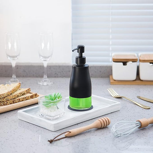Gaussra Black Soap Dispenser with Coasterand Stickers, Refillable Liquid Stainless Steel Soap Dispenser for Kitchen Sink, Bathroom Countertop (11OZ / 320ML)