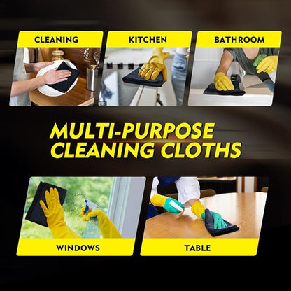 HOMEXCEL Black Microfiber Cleaning Cloth 200 Pack, 11.5 x 11.5 inch Bulk Shop Towels | Reusable Cleaning Rags for Cars, Kitchen, Window, Garage and House, Ultra Absorbent, Lint Free, Streak Free