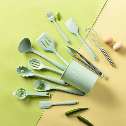 Kitchen Utensils Set-12 Pieces Silicone Cooking Utensils Set (Dishwasher Safe) 392°F Heat Resistant Spatula Set,Kitchen Utensil Set for Nonstick Cookware,Best Kitchen Tools with Holder